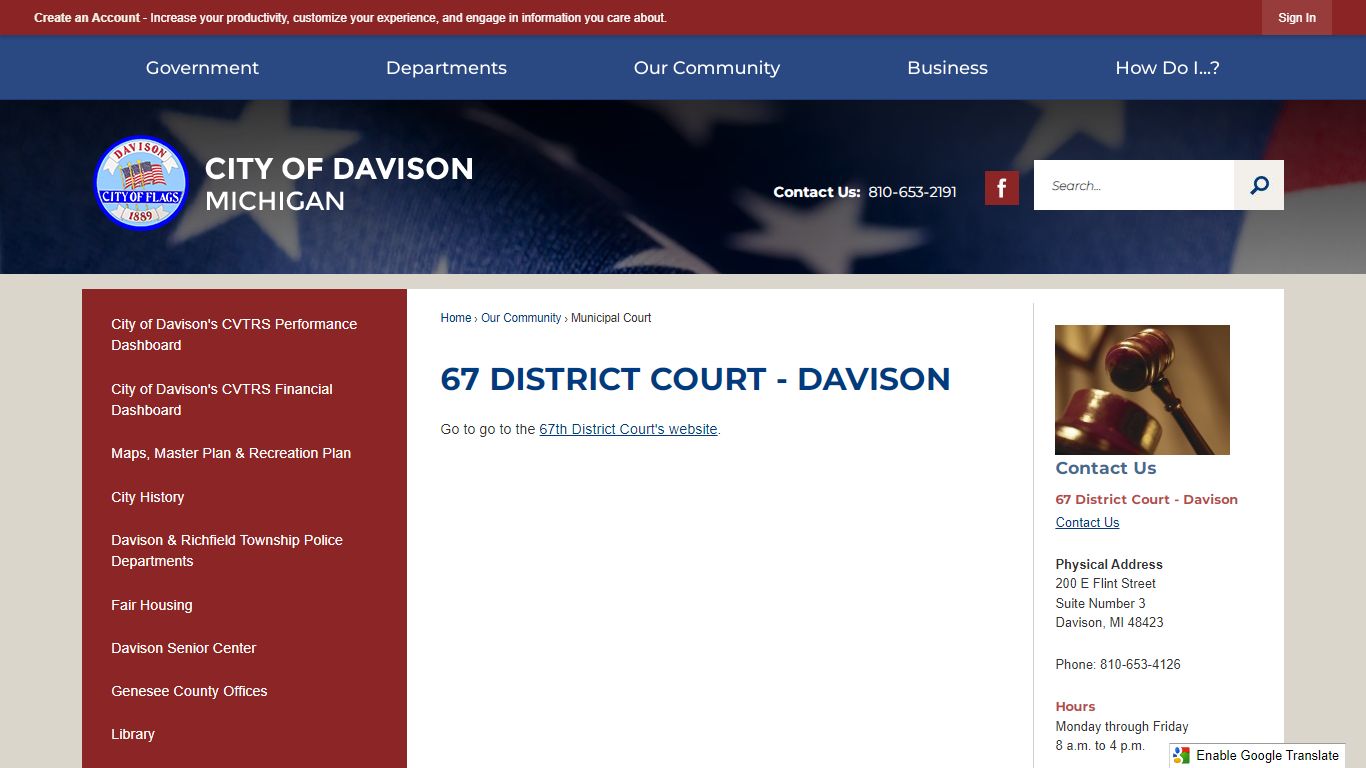 67 District Court - Davison | Davison, MI - Official Website